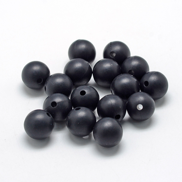 

PandaHall Food Grade Eco-Friendly Silicone Beads, Round, Black, 12mm, Hole: 2mm Silicone Round Black