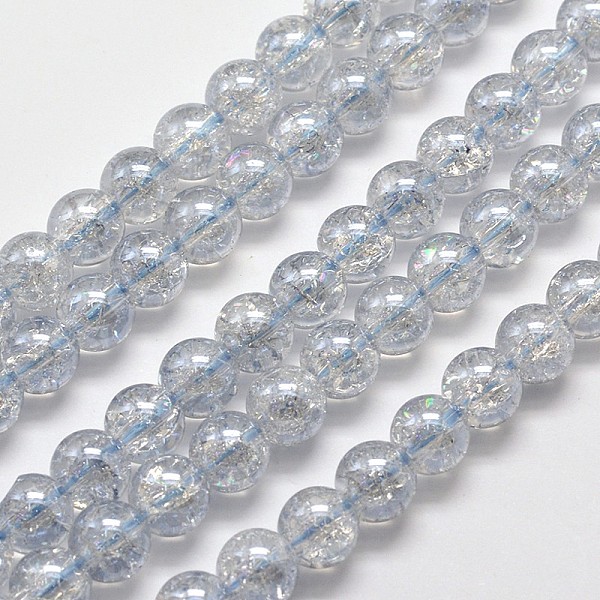 

PandaHall Electroplate Synthetic Crackle Quartz Bead Strands, Full Rainbow Plated, Round, Alice Blue, 6mm, Hole: 1mm, about 66pcs/strand...