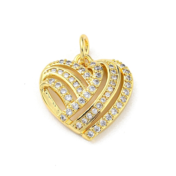 

PandaHall Brass with Cubic Zirconia Pendants, Heart, Heart, 15x15.5x3.7mm Brass+Cubic Zirconia Heart Clear