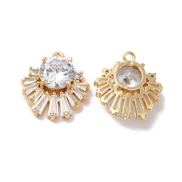 

PandaHall Brass Pave Cubic Zirconia with Glass Pendants, Sun, Real 18K Gold Plated, 17x16x5mm, Hole: 1.4mm Brass+Cubic Zirconia Sun Clear