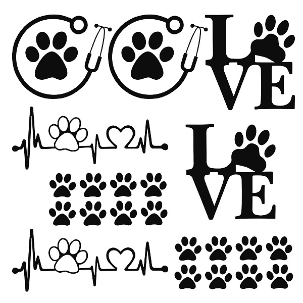 

PandaHall Gorgecraft 8 Sheets 4 Style Waterproof Heart & Bear Paw Pattern PET Car Decals Stickers, for Cars Motorbikes Luggages Skateboard..., Black