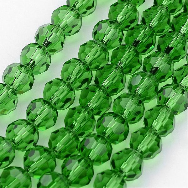 Transparent Glass Bead Strands, Imitate Austrian Crystal, Faceted(32 Facets), Round, Lime Green, 6mm, Hole: 1mm, about 96-98pcs/strand, 20-21 inch