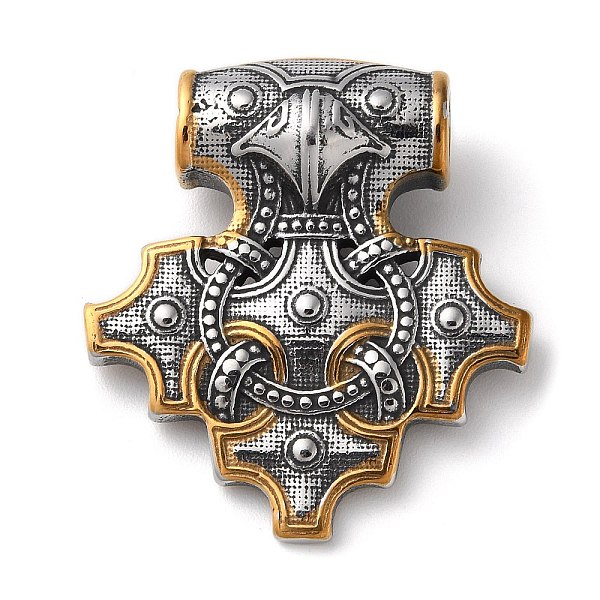 

PandaHall Ion Plating(IP) Viking 304 Stainless Steel Pendants, Raven Thor's Hammer Charm, Antique Silver & Antique Golden, 44x40x12.5mm...
