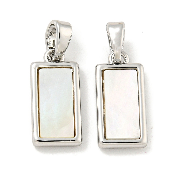 

PandaHall Natural Shell Pendants, Brass Rectangle Charms with Snap on Bails, Platinum, 15x7x2mm, Hole: 4x2mm Shell Rectangle