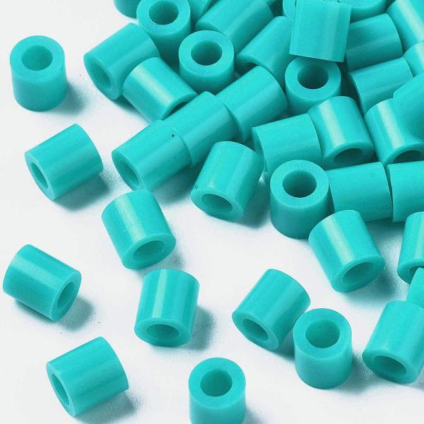 PandaHall PE Fuse Beads, DIY Melty Beads, Tube, Medium Turquoise, 5x5mm, Hole: 3mm, about 8000pcs/500g Plastic Tube Cyan