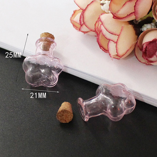 

PandaHall Miniature Glass Bottles, with Cork Stoppers, Empty Wishing Bottles, for Dollhouse Accessories, Jewelry Making, Plum Blossom..., Pink