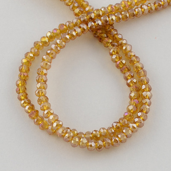 

PandaHall Electroplate Glass Beads Strands, AB Color Plated, Faceted Rondelle, Orange, 3x2mm, Hole: 0.5mm, about 165~170pcs/strand, 16.7...