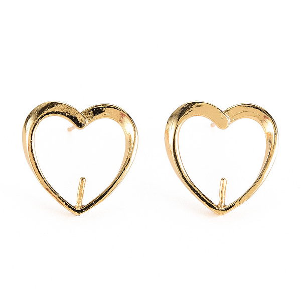 

PandaHall Brass Stud Earring Findings, for Half Drilled Beads, with 925 Sterling Silver Pins, Nickel Free, Heart, Real 18K Gold Plated...
