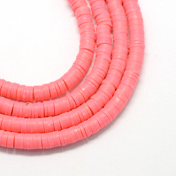 

PandaHall Handmade Polymer Clay Heishi Beads, Disc/Flat Round, Salmon, 8x0.5~1mm, Hole: 2mm, about 380~400pcs/strand, 17.7 inch Polymer Clay..., Red