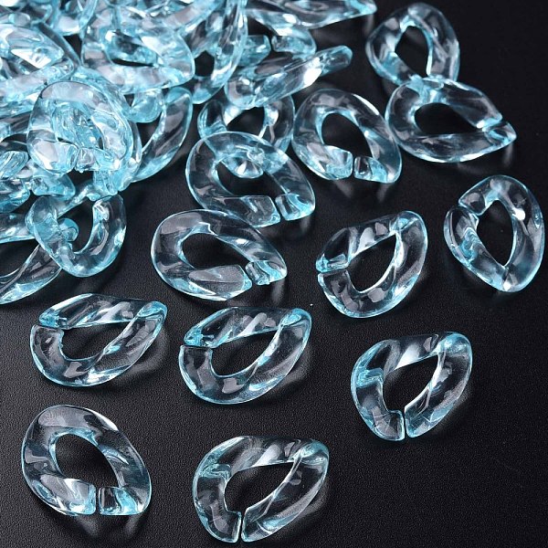 

PandaHall Transparent Acrylic Linking Rings, Quick Link Connectors, for Cable Chains Making, Twisted Oval, Light Sky Blue, 23.5x16.5x4.5mm...