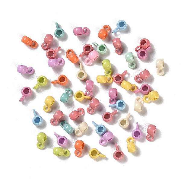 

PandaHall Spray Paint Alloy Pendant Tube Bails, Mixed Color, 7x3x4mm, Hole: 1.4mm and 2.2mm Alloy