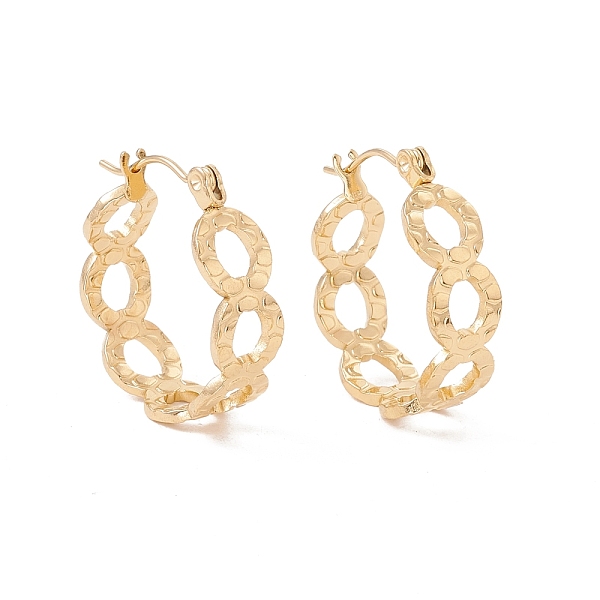 

PandaHall Ion Plating(IP) 304 Stainless Steel Oval Wrap Hoop Earrings for Women, Golden, 21.5x20x6.5mm, Pin: 0.6mm 304 Stainless Steel Oval
