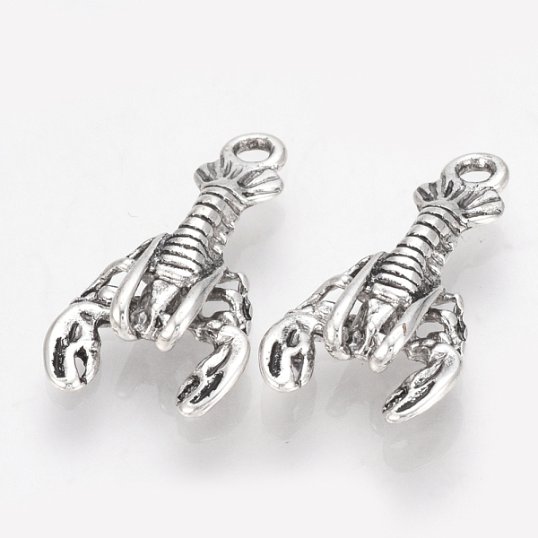 

PandaHall Brass Pendants, Lobster/Shrimp, Antique Silver, 20.5x11x3.5mm, Hole: 1.5mm Brass Shrimp