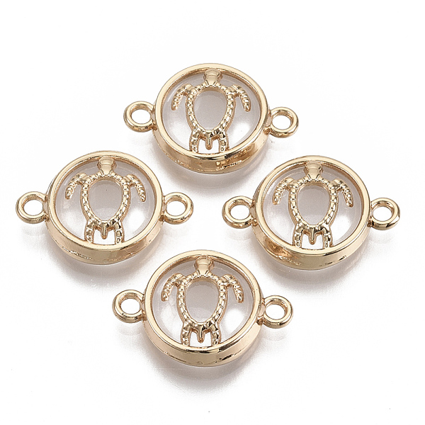 

PandaHall Glass Links connectors, with Light Gold Plated Alloy Findings, Flat Round with Tortoise, Clear, 13.5x19.5x5.5mm, Hole: 1.6mm...