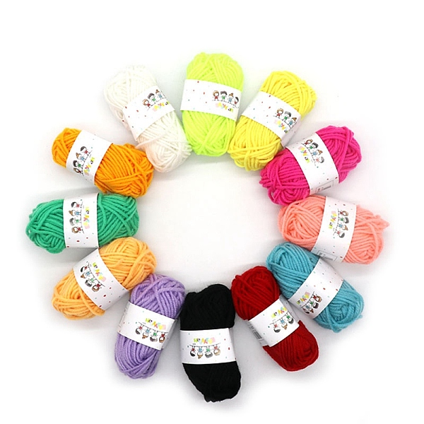 

PandaHall 12 Skeins Polyester Knitting Yarn, Craft Yarn for Kids, Shawl Scarf Doll Crochet Supplies, Mixed Color, 2mm, about 21.87 Yards..., Multicolor