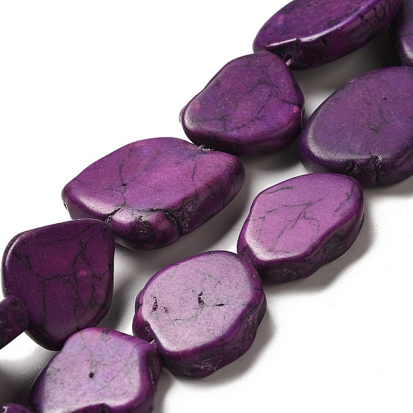 

PandaHall Synthetic Turquoise Dyed Beads Strands, Nuggets, Purple, 22~32x19~26.5x6~10mm, Hole: 1.2mm, about 15~16pcs/strand, 15.83~16.34''...