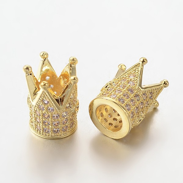 

PandaHall Brass Micro Pave Cubic Zirconia Beads, Crown, Lead Free & Nickel Free, Golden, 12x9mm, Hole: 1mm and 5mm Brass+Cubic Zirconia...