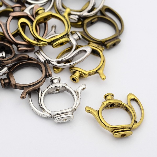 

PandaHall Tibetan Style Alloy Bead Frames, Kettle, Cadmium Free & Lead Free, Mixed Color, 19.5x23.5x5mm, Hole: 1mm Alloy Tableware
