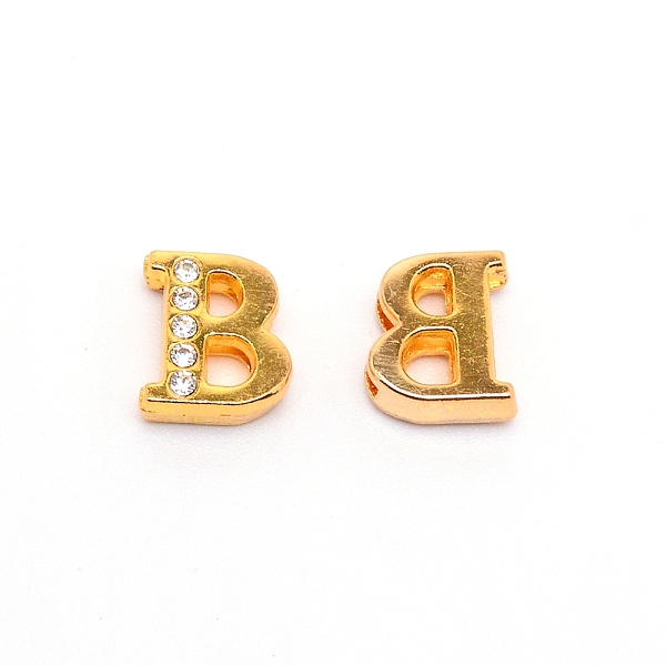 

PandaHall Alloy Slide Charms, with Crystal Rhinestone and Initial Letter A~Z, Letter.B, B: 11.5x10x4mm, Hole: 1.5x8mm Alloy+Rhinestone...