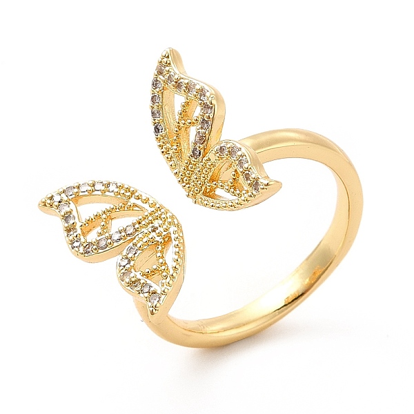 Clear Cubic Zirconia Butterfly Open Cuff Ring