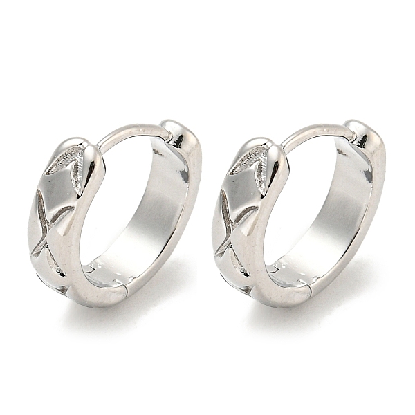 

PandaHall Brass Hoop Earrings, Real Platinum Plated, 12.5x3.5mm Brass Cross