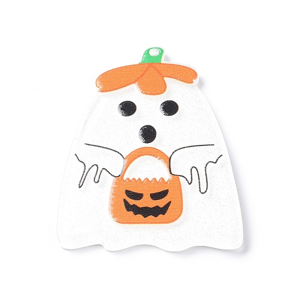 

PandaHall Halloween Theme Opaque Printed Acrylic Pendants, Ghost, 43x33x2mm, Hole: 1.6mm Acrylic Ghost White