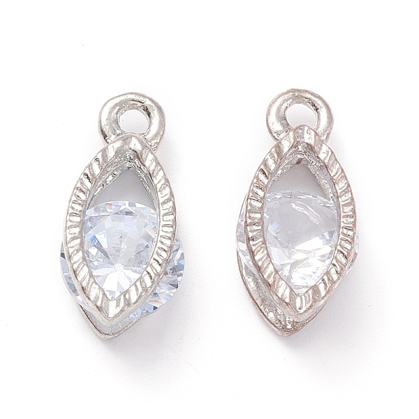 

PandaHall Alloy Clear Cubic Zirconia Charms, Long-Lasting Plated, Eye, Platinum, 14x7x5mm, Hole: 1.4mm Alloy+Cubic Zirconia Eye Clear