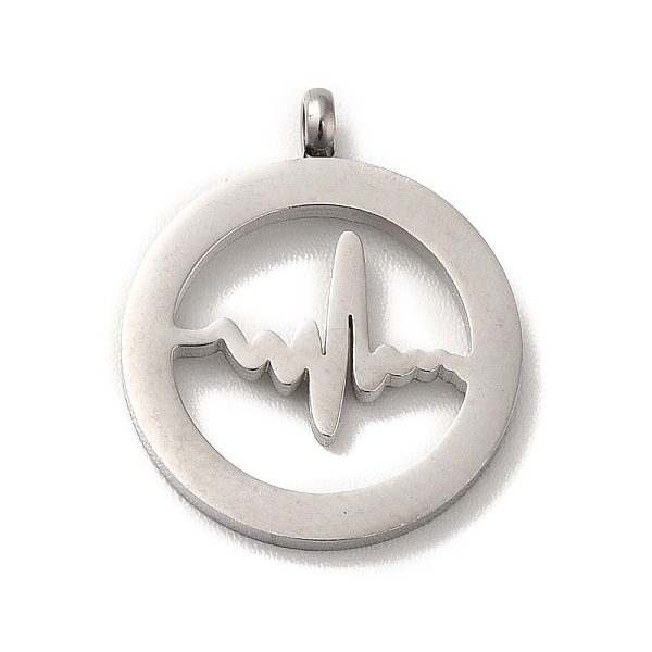 

PandaHall 304 Stainless Steel Pendants, Flat Round with Heartbeat Charm, Stainless Steel Color, 17.5x15x3mm, Hole: 1mm 304 Stainless Steel...