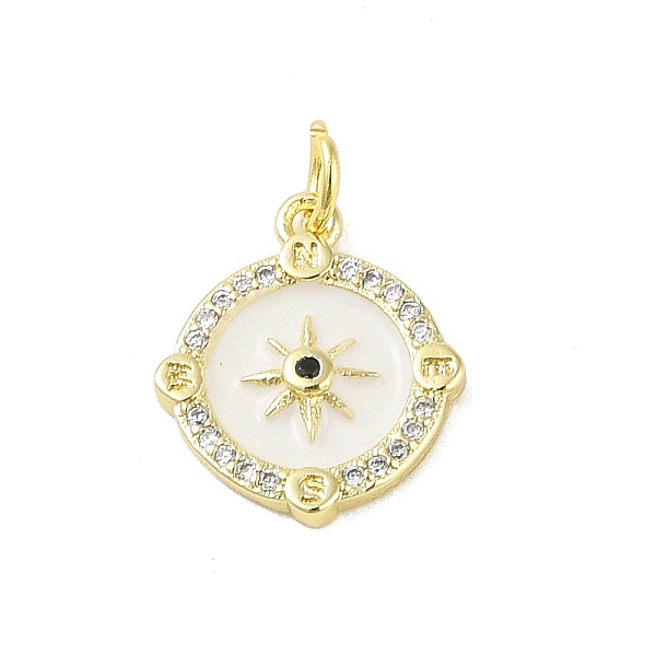 

PandaHall Brass Micro Pave Cubic Zirconia Pendants, with Enamel, Real 18K Gold Plated, Flat Round with Sun, Clear, 16x13.5x2mm, Hole: 3mm...