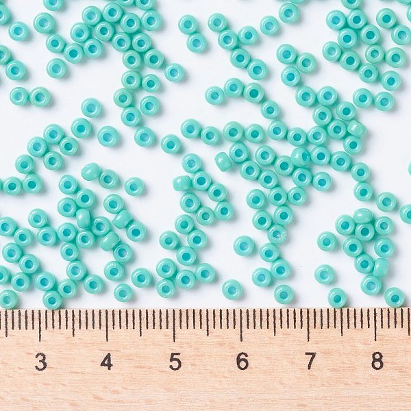 

PandaHall MIYUKI Round Rocailles Beads, Japanese Seed Beads, 8/0, (RR4475) Duracoat Dyed Opaque Sea Opal, 3mm, Hole: 1mm, about..., Cyan