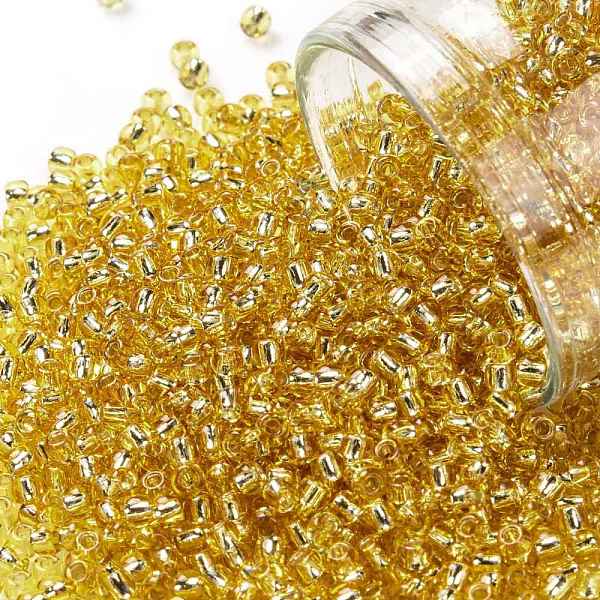 

PandaHall TOHO Round Seed Beads, Japanese Seed Beads, (PF22) PermaFinish Light Topaz Silver Lined, 11/0, 2.2mm, Hole: 0.8mm, about..., Brown