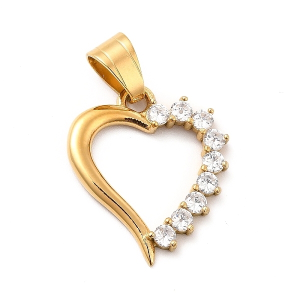

PandaHall 304 Stainless Steel Pendants, with Crystal Rhinestone, Heart Charms, Golden, 26x22x3mm, Hole: 8x4.5mm Stainless Steel+Rhinestone..., Clear