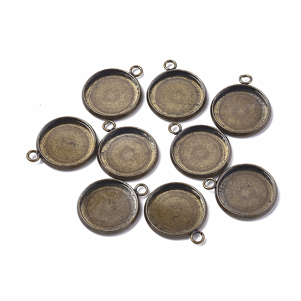 

PandaHall UNICRAFTALE about 100pcs 14m Plain Edge Bezel Blanks Tray Antique Bronze Stainless Steel Cabochon Bezel Pendant Blanks Charm for...