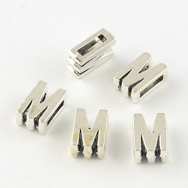 

PandaHall Antique Silver Plated Alloy Letter Slide Charms, Lead Free & Cadmium Free, Letter.M, 10.5x7x4mm, Hole: 7x2mm, about 1150pcs/1000g...