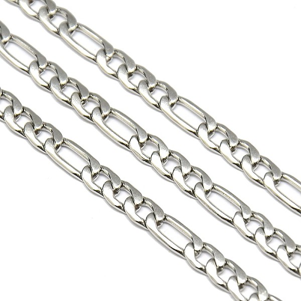 

PandaHall Stainless Steel Figaro Chains, Unwelded, Stainless Steel Color, 7~10x4.5x1.2mm Stainless Steel