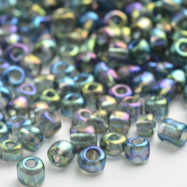 

PandaHall Transparent Colours Rainbow Round Glass Seed Beads, Dark Gray, Size: about 3mm in diameter, hole:1mm,1700pcs/50g Glass Gray