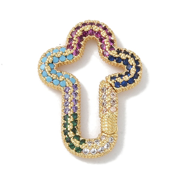 

PandaHall Rack Plating Brass Micro Pave Cubic Zirconia Spring Gate Rings Clasps, Cadmium Free & Lead Free, Long-Lasting Plated, Real 18K...