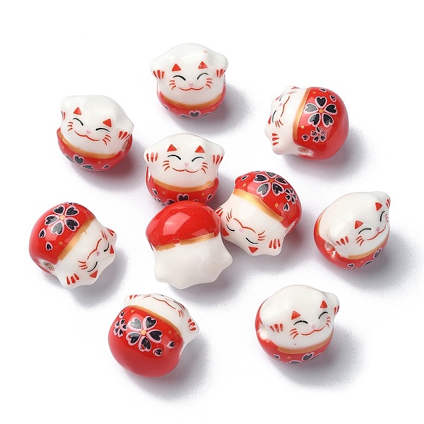 

PandaHall Handmade Porcelain Beads, Famille Rose Porcelain, Lucky Cat, Red, 14x12.5x11.5mm, Hole: 2mm Porcelain Cat Shape Red