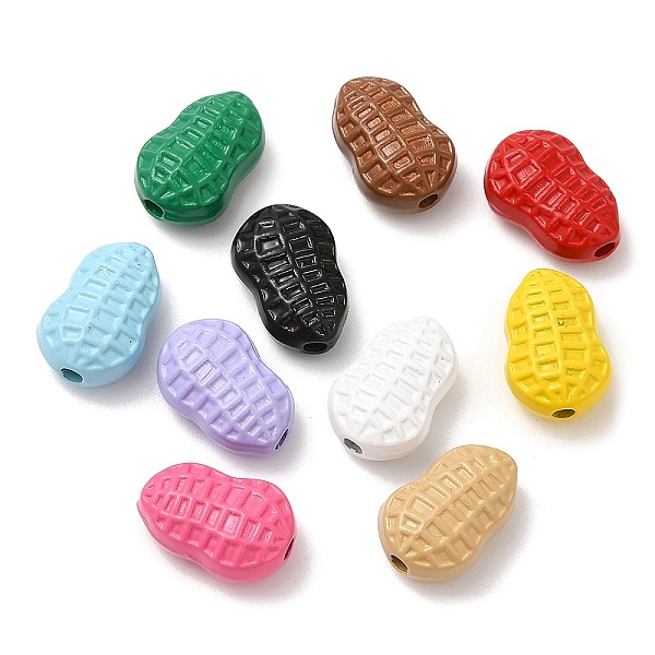 

PandaHall Spray Painted Alloy Beads, Cadmium Free & Lead Free, Peanut, Mixed Color, 11.5x8x5.5mm, Hole: 1.6mm Alloy Peanut Multicolor