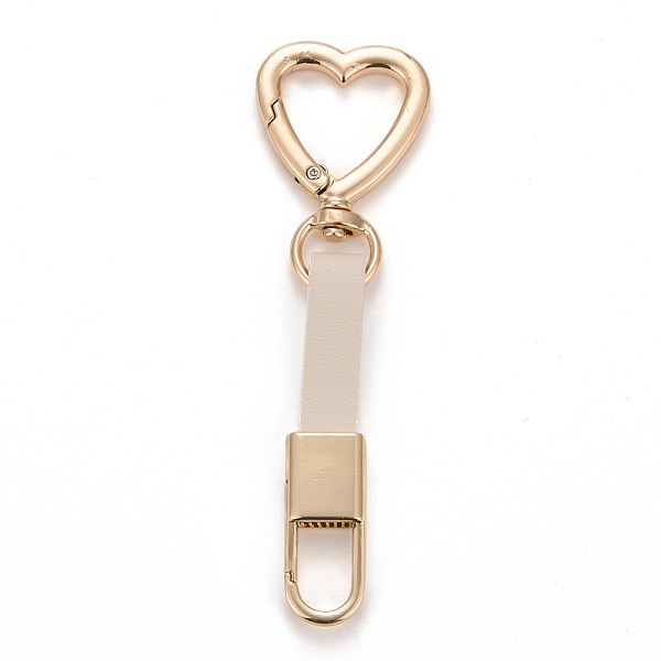 

PandaHall PU Leather Keychains, with Light Gold Alloy Finding, Heart, Linen, 10.2cm Alloy Heart Brown