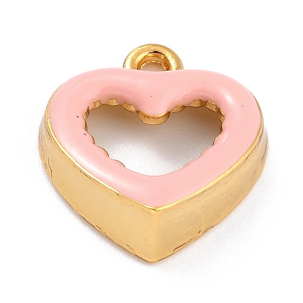 

PandaHall Golden Alloy Enamel Pendants, Long-Lasting Plated, Hollow Heart, Pink, 18x17x6mm, Hole: 1.8mm Alloy+Enamel Heart Pink