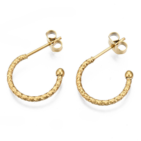 

PandaHall 316 Surgical Stainless Steel Stud Earrings, Half Hoop Earrings, Ring, Golden, 15x2mm, Pin: 0.8mm 316 Surgical Stainless Steel Ring