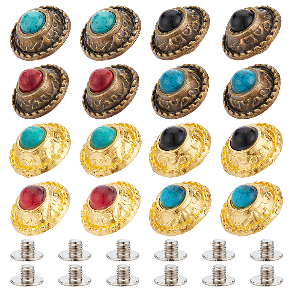 

PandaHall 32 Sets 8 Colors Turquoise Metal Buckle, Flower Decorative Buckle Metal Evil Eye Buttons Screw Back Buttons for DIY Craft Leather..., Multicolor