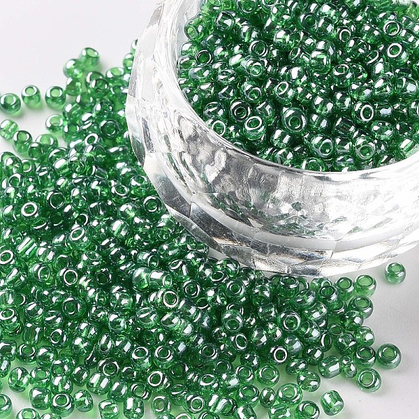 

PandaHall Glass Seed Beads, Trans. Colours Lustered, Round, Dark Green, 2mm, Hole: 1mm, 30000pcs/pound Glass Green