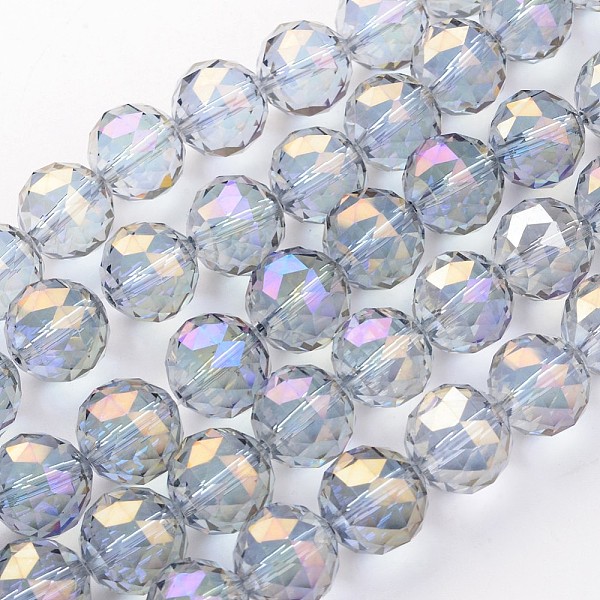 

PandaHall Electroplate Glass Bead Strands, Full Rainbow Plated, Faceted, Round, Lilac, 15.5mm, Hole: 2mm, about 15pcs/strand, 8.6 inch(22cm)..., Purple