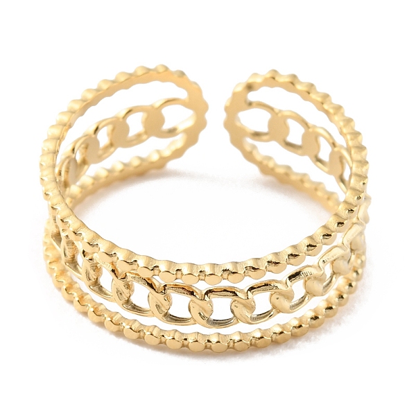 

PandaHall 304 Stainless Steel Hollow Open Cuff Rings, Real 14K Gold Plated, Inner Diameter: 17mm 304 Stainless Steel