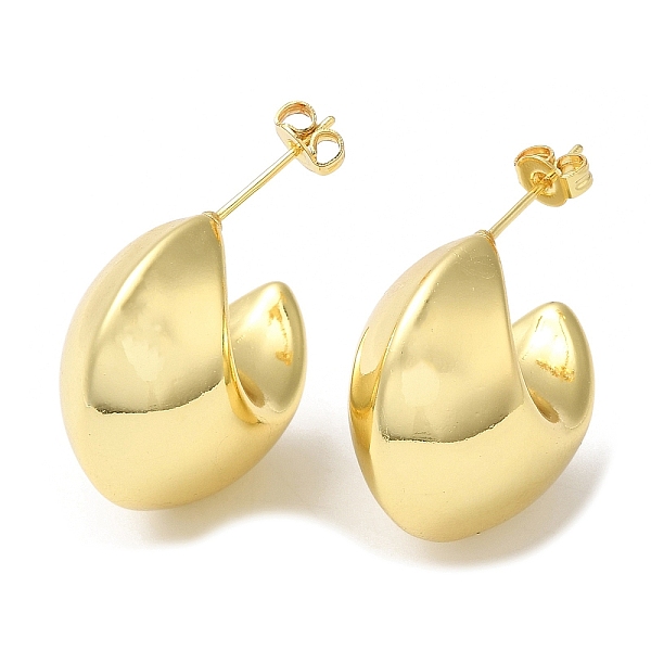 

PandaHall Rack Plating Brass Arch Stud Earrings, Real 18K Gold Plated, 22x17.5mm Brass Arch