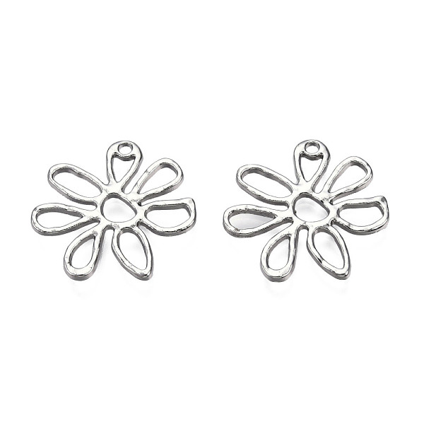 

PandaHall Alloy Pendants, Cadmium Free & Nickel Free & Lead Free, Flower, Platinum, 23.5x24x1.5mm, Hole: 1.6mm Alloy Flower