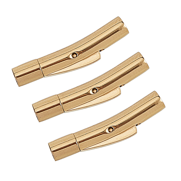 

PandaHall Unicraftale 304 Stainless Steel Bayonet Clasps, Tube, Golden, 23x4mm, Hole: 3mm, 4sets/box 304 Stainless Steel