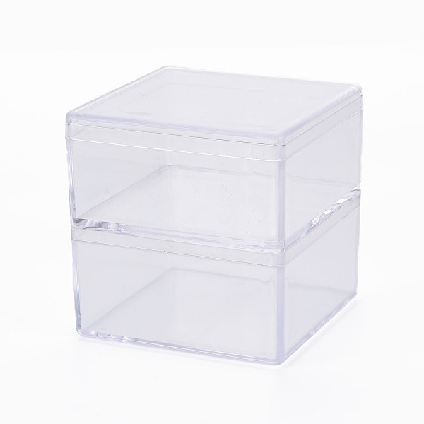 

PandaHall Square Polystyrene Bead Storage Container, with 2 Compartments Organizer Boxes, for Jewelry Beads Small Accessories, Clear...